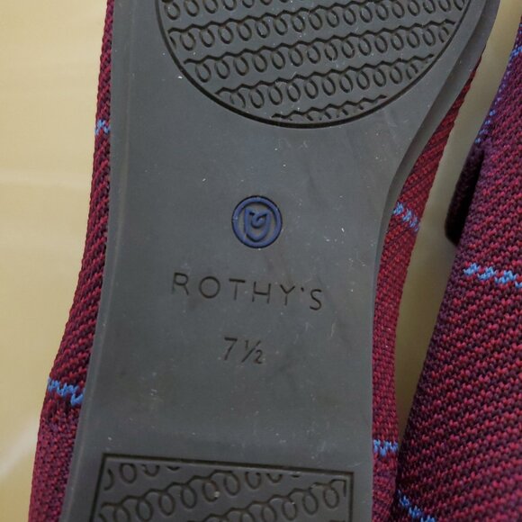 Rothy's The Loafer Women's Burgundy Grid Plaid Slip On Flat Shoes Size 7.5 - Picture 14 of 14